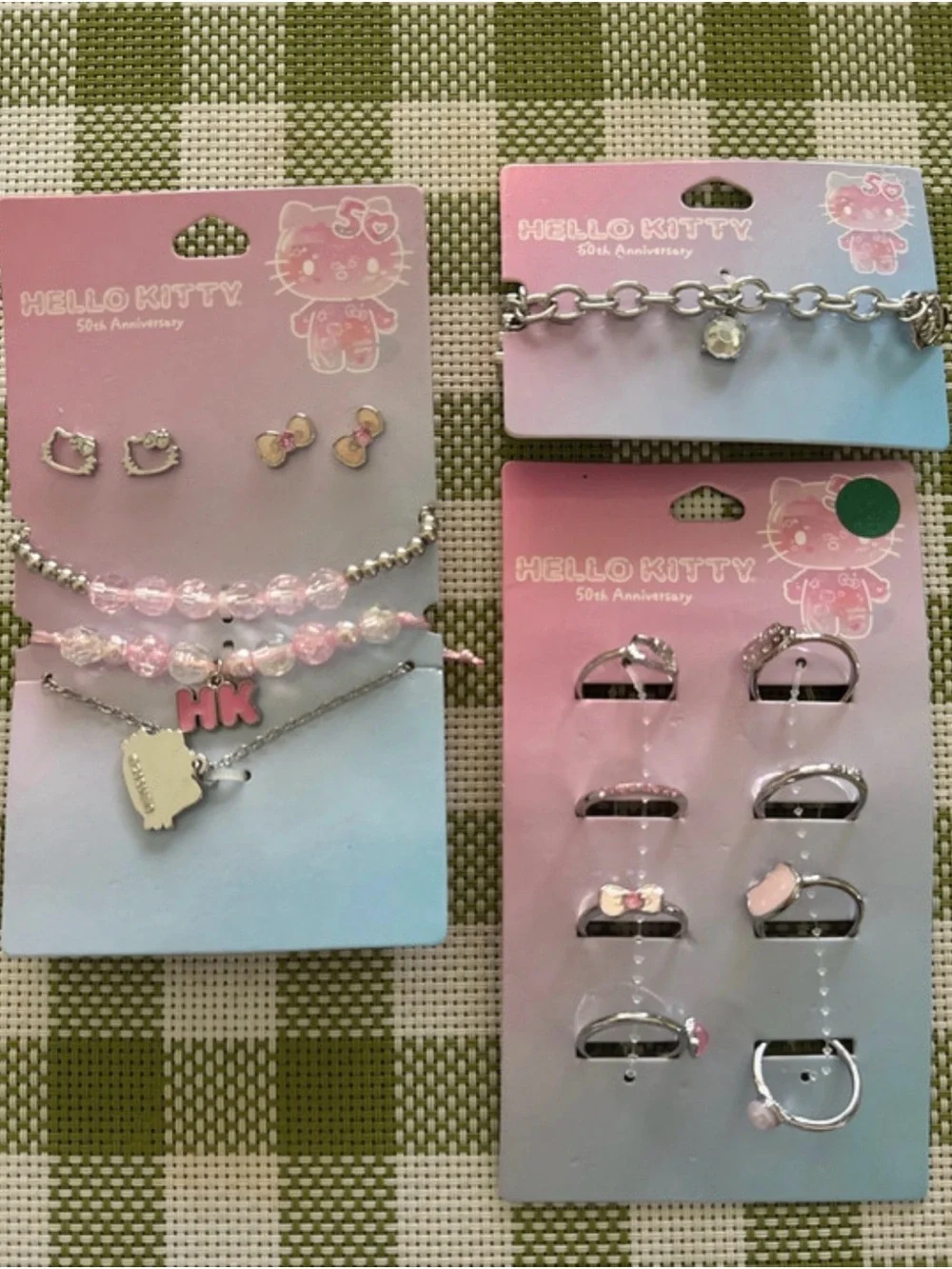 Hello Kitty Pink and Silver Kids Jewelry Set - Beads, Charms & Rings